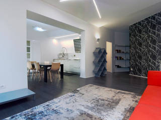 L'appartamento del dott. Spock in Città, Architetto Carla Romano Architetto Carla Romano Ruang Keluarga Minimalis Kayu Wood effect