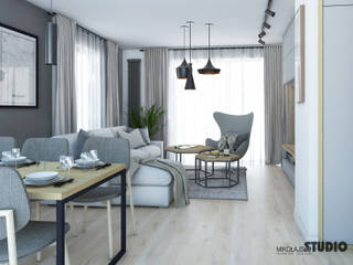 MIESZKANIE W OŚWIĘCIMIU, MIKOŁAJSKAstudio MIKOŁAJSKAstudio Skandinavische Wohnzimmer