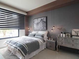 [HOME] Ciid Design - Haihua Model House, KD Panels KD Panels Rustykalna sypialnia Drewno O efekcie drewna