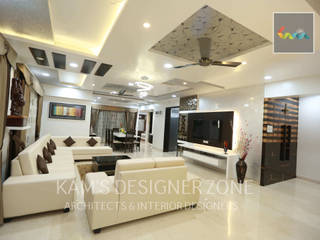 Flat Designed at Aundh of Mr. Satish Tayal, KAMS DESIGNER ZONE KAMS DESIGNER ZONE Гостиная в стиле модерн