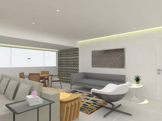 Sala de estar/tv e jantar, arquitetaspevirtual arquitetaspevirtual Modern Living Room Wood Wood effect