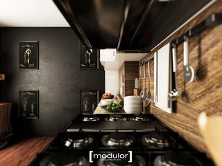 Proyecto Guevara, Modulor Arquitectura Modulor Arquitectura Kitchen units Granite Wood effect