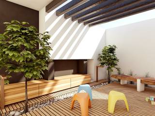 Proyecto Guevara, Modulor Arquitectura Modulor Arquitectura Modern balcony, veranda & terrace Concrete Wood effect