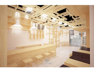 Caffeiro Coffee, Studio AKU Studio AKU مساحات تجارية خشب Wood effect