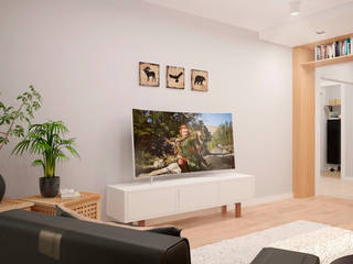 Скандинавский минимализм в гостиной, Белый Эскиз Белый Эскиз Living room