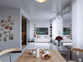 Квартира - студия "White bricks", 2GO Design Studio 2GO Design Studio Salon moderne Briques