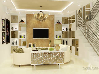 Wisata Bukit Mas, Surabaya, PEKA INTERIOR PEKA INTERIOR Ruang Keluarga Modern Kaca Beige