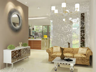 Wisata Bukit Mas, Surabaya, PEKA INTERIOR PEKA INTERIOR Living room Glass Beige