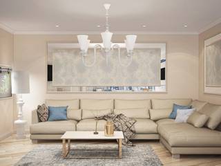 3к.кв. для больший семьи в Черемушки 2 (90 кв.м.), ДизайнМастер ДизайнМастер Classic style living room Beige