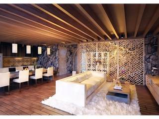 Lumbung Villas, Skye Architect Skye Architect غرفة المعيشة خشب Wood effect