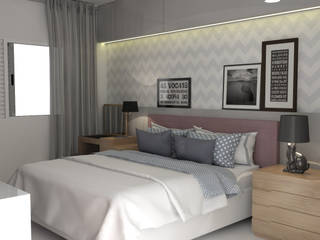 Quarto Casal_P+O, Sílvia Bittencourt Arquitetura e Interiores Sílvia Bittencourt Arquitetura e Interiores Chambre moderne