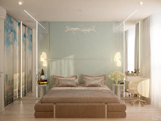 Дизайн спальни в стиле модернизм в ЖК "Большой", г.Краснодар, Студия интерьерного дизайна happy.design Студия интерьерного дизайна happy.design Bedroom