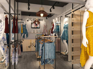 Remodelación Tienda de Ropa en Gamarra, Priscila Meza Marrero Priscila Meza Marrero Spazi commerciali Rame / Bronzo / Ottone