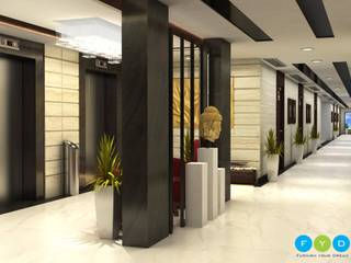 Studio Apartment Lobby design, FYD Interiors Pvt. Ltd FYD Interiors Pvt. Ltd Modern corridor, hallway & stairs