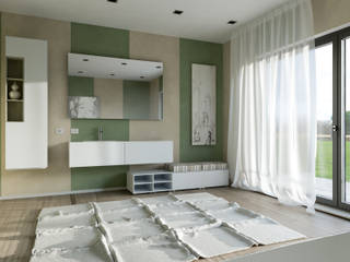 Bath stripes, mcp-render mcp-render Moderne Badezimmer Grün