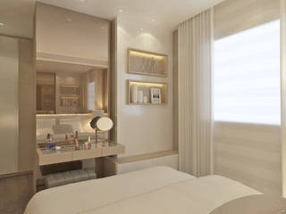 Suite Vila Mariana, Elaine Orosco Elaine Orosco Modern style bedroom Engineered Wood Transparent