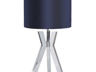 Metal Tripod 1 Light Table Lamp with Blue Shade - Chrome Litecraft Modern living room Lighting