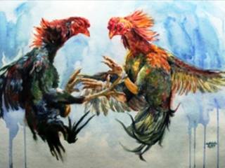 Buy “Cockfight” Watercolor Painting Online, Indian Art Ideas Indian Art Ideas ArtworkPictures & paintings
