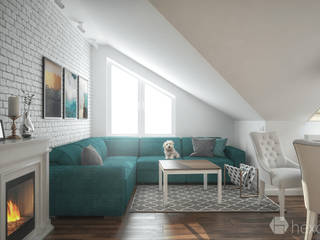 Projekt mieszkania na poddaszu., hexaform hexaform Living room