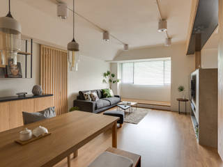 客廳及餐廳 御見設計企業有限公司 Minimalist living room Wood Wood effect