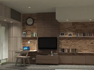 Show Unit - Malioboro Park View Apartment, studio tektonik studio tektonik Scandinavian style bedroom Wood Wood effect