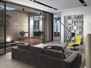 Bangka X House, INK DESIGN STUDIO INK DESIGN STUDIO Minimalist living room Grey