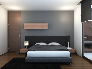 Bangka X House, INK DESIGN STUDIO INK DESIGN STUDIO Kamar Tidur Minimalis Grey