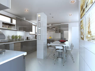 homify Built-in kitchens Quartz White