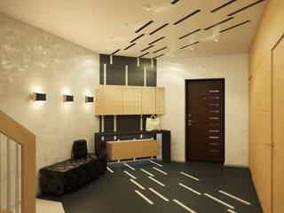 Квартира в ЖК Антарес Двух уровневая 160 м2, Дизайн Студия 33 Дизайн Студия 33 Pasillos, vestíbulos y escaleras modernos