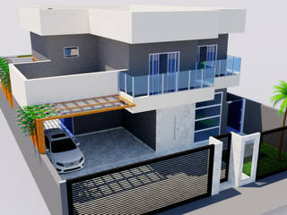 Estudo residencia alto padrão - 250 m² sobrado., FT Engenharia e Arquitetura FT Engenharia e Arquitetura 일세대용 주택