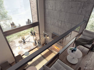 Kuşadası_Konut_3D Görselleştirme, Mat atölye Mat atölye Modern living room Concrete