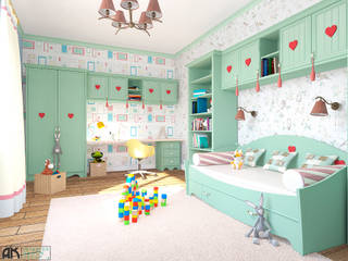 Детская для девочки, дизайнер Алина Куракова дизайнер Алина Куракова غرفة نوم بنات Multicolored