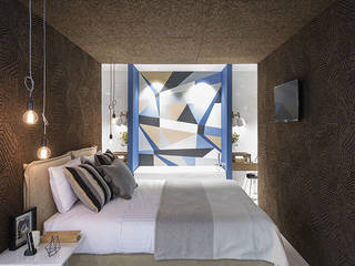 Suite Premium_O + Português Hotel do Mundo, ÀS DUAS POR TRÊS, Arquitetura de Interiores e Decoração ÀS DUAS POR TRÊS, Arquitetura de Interiores e Decoração Modern style bedroom