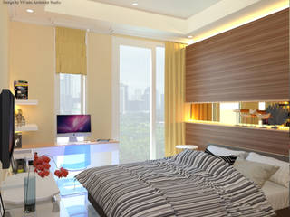 Guest Bedroom - Apartment Sudirman Area, Vaastu Arsitektur Studio Vaastu Arsitektur Studio Modern style bedroom