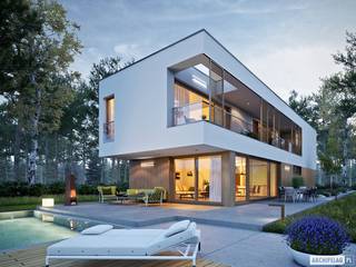 EX 17 W2 - nowoczesny dom z płaskim dachem , Pracownia Projektowa ARCHIPELAG Pracownia Projektowa ARCHIPELAG Дома в стиле модерн