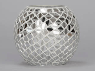 Mosaic Mirrored Table Lamp - Chrome, Litecraft Litecraft モダンデザインの リビング