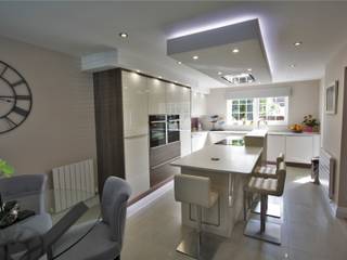 Modern Ivory Gloss Kitchen Diner Mixed With Old American Panelling, Kitchencraft Kitchencraft Ankastre mutfaklar