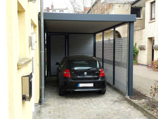 Stahlcarport, Carport-Schmiede GmbH & Co. KG - Hersteller für Metallcarports und Stahlcarports auf Maß Carport-Schmiede GmbH & Co. KG - Hersteller für Metallcarports und Stahlcarports auf Maß Garagens abertas Ferro/Aço