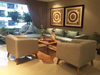 Apartamento en el Oeste de Cali, ANA ESTRADA DISEÑO INTERIOR ANA ESTRADA DISEÑO INTERIOR Ausgefallene Wohnzimmer Massivholz Grau