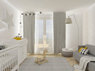 Sypialnia i pokój dziecięcy w stylu nowoczesnym, SO INTERIORS ARCHITEKTURA WNĘTRZ SO INTERIORS ARCHITEKTURA WNĘTRZ غرف الرضع