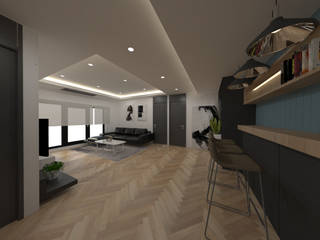 두공간을-- 한공간으로 인테리어 디자인, 디자인 이업 디자인 이업 Modern living room ٹھوس لکڑی Multicolored