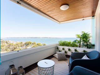 Apartamento c/ 1 quarto - Paço de Arcos, Oeiras, Traço Magenta - Design de Interiores Traço Magenta - Design de Interiores Balcones y terrazas de estilo moderno