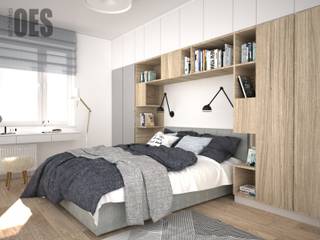 Sypialnia z miejscem na książki, OES architekci OES architekci Scandinavian style bedroom Concrete White