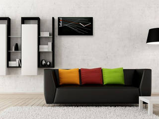 Living Room Wall Styling, Just For Clocks Just For Clocks Salones de estilo moderno Madera Acabado en madera