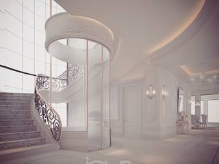 A Home to Love – Interior Design Inspirations, IONS DESIGN IONS DESIGN Klasyczny korytarz, przedpokój i schody Żelazo/Stal Biały