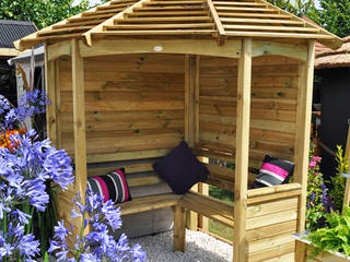 The arbour featured in the Hampton Court Flower Show Wonkee Donkee Forest Garden Mediterranean style garden Wood Wood effect Greenhouses & pavilions