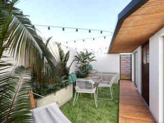 Uaxac Condos, Taller Veinte Taller Veinte Tropical style balcony, veranda & terrace