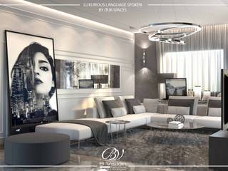 Residential Apartment - New Cairo, Bvision Interiors Bvision Interiors Ruang Keluarga Minimalis