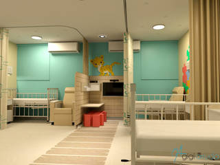 Projeto de interiores para Enfermarias da Clínica médica de um Hospital Infantil, Gigi Arruda Interiores/ Pallecor Gigi Arruda Interiores/ Pallecor Комерційні приміщення