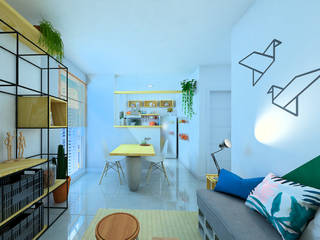 Sala sustentável, Jéssika Martins Design de Interiores Jéssika Martins Design de Interiores インダストリアルデザインの リビング